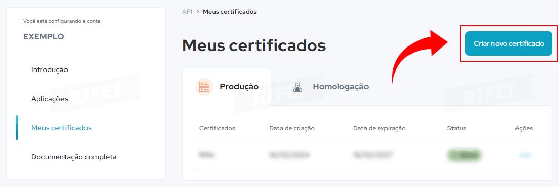 criar certificado efi